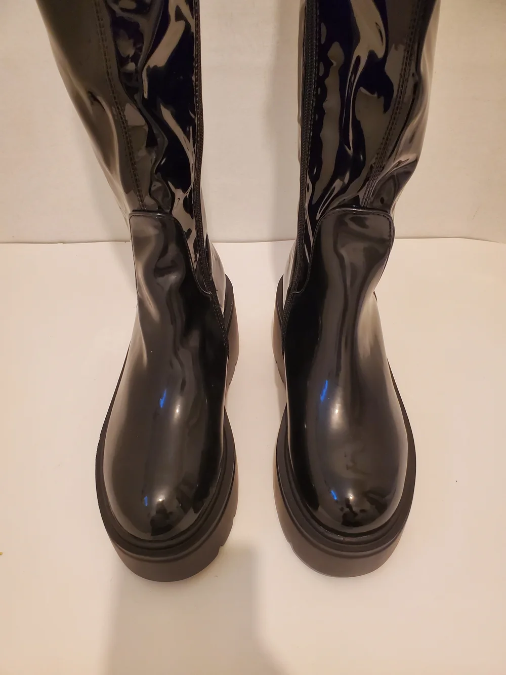 Women’s Black Patent Knee-High Platform Boots